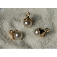 Gold Peaked Cap Base Ivory White Pearl 