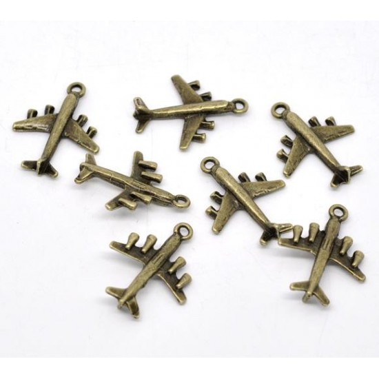 Bronze Tone Airplane Charm