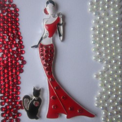 Red lady with Cat