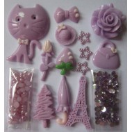 Purple Tree Cat Bag Rose 3D DIY Case 