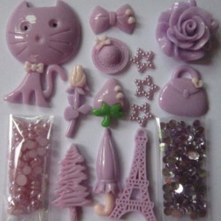 Purple Tree Cat Bag Rose 3D DIY Case 
