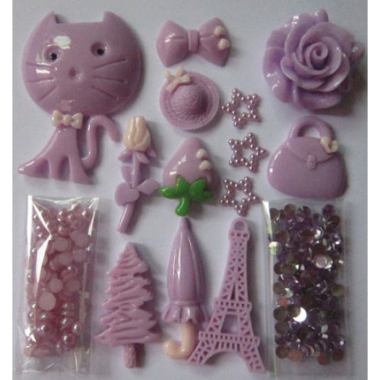 Purple Tree Cat Bag Rose 3D DIY Case 