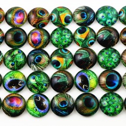 Mixed Peacock Glass Cabochons