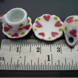 4 Set Heart Red Yellow Paint Coffee Cup