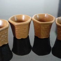 4 Terracotta Flower Hexagonal Pots