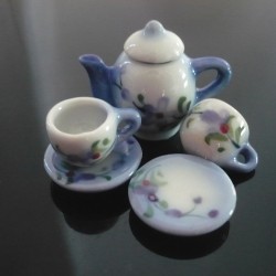 Purple Orchid Hand Paint Coffee Cup Saucer Teapot