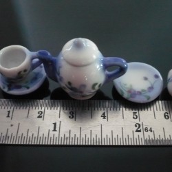 Purple Orchid Hand Paint Coffee Cup Saucer Teapot