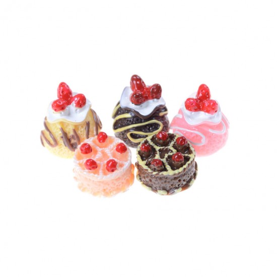 5pcs Dessert 3D Resin Cream Cakes 5pcs Dessert 3D Resin Cream Cakes