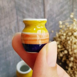 Ceramic Hand Painted Yellow Blue Vase Jar