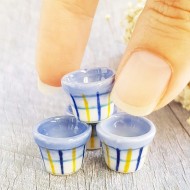 4x Ceramic Blue Hand Painted Jar Pot