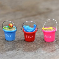 3pcs/Set Cute Resin Miniature Beach Bucket