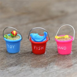 3pcs/Set Cute Resin Miniature Beach Bucket