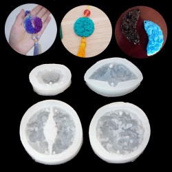 4PCS Silicone Pendant Mold Carved Jade Lotus Flower