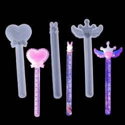 3Pcs Crown Rabbit Wing Straight Ruler Silicone Mold 