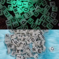 Glow in dark Square alphabet Beads