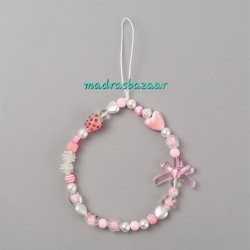 Phone Charm Strawberry Heart Bowknot Lanyard