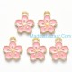 Gold Tone Pink Colorful Enamel Flower