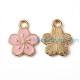 Gold Tone Pink Colorful Enamel Flower