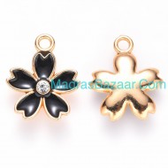 Black Enamel Crystal Flower
