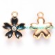 Black Enamel Crystal Flower