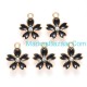 Black Enamel Crystal Flower