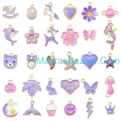 Purple Mixed Enamel Charms