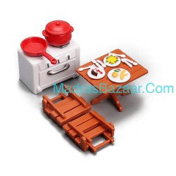 1 Set Miniatures Kitchen Dining Furnitures Table Chairs With Cooking Tools 