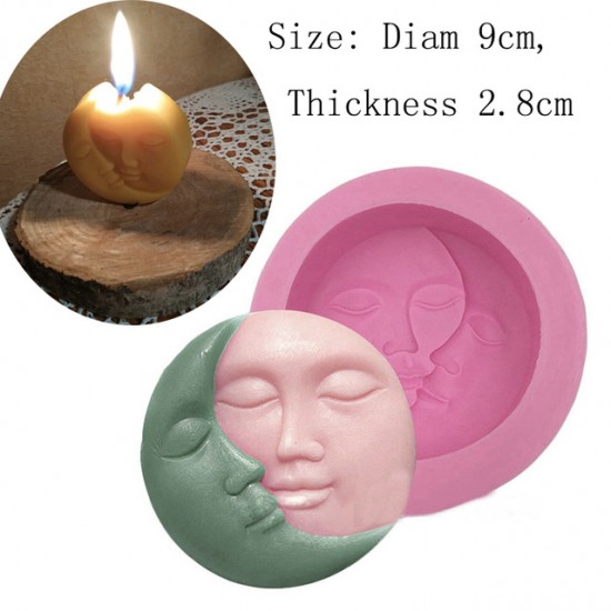Round Shape Sun Moon Faces Silicone Mold