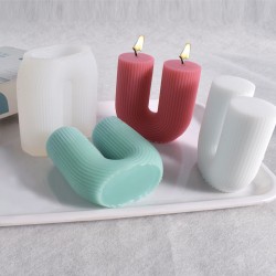 U Shape Stripe Pillar Silicone Candle Mold 