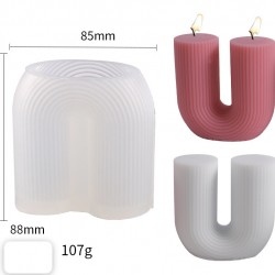 U Shape Stripe Pillar Silicone Candle Mold 