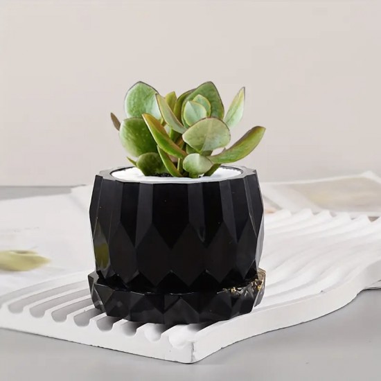Round Rhombus Faceted Pot Mold