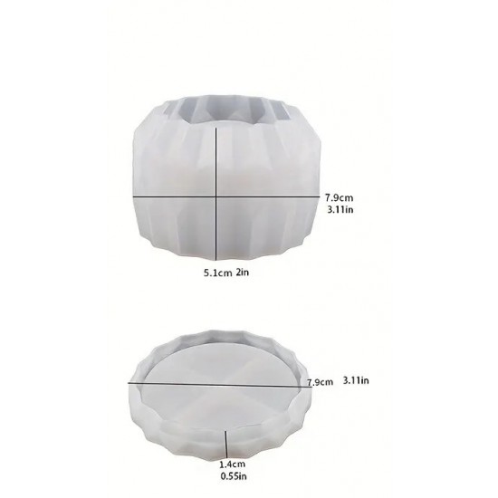 Round Rhombus Faceted Pot Mold