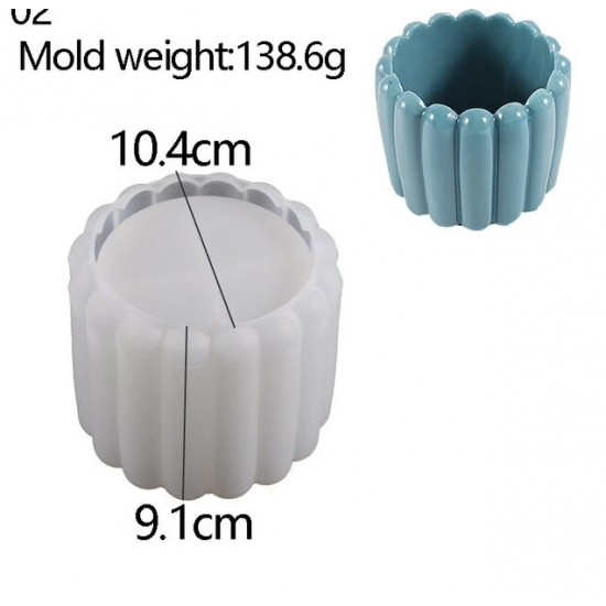 Stripe Pot Candle Holder Mold