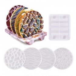 Crystal Epoxy Resin Mold Wave Round Coaster and Stand