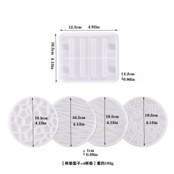 Crystal Epoxy Resin Mold Wave Round Coaster and Stand