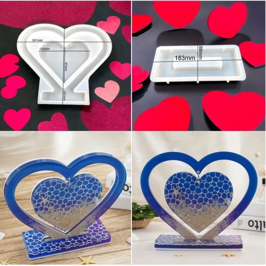 2 In 1 Heart Centre Hanging Shaped Photo Frame Mold