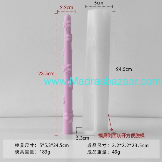 Long Stick Candle Bow and Heart