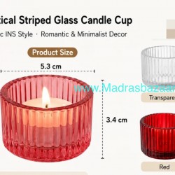 Vertical Striped Glass Candle Cup