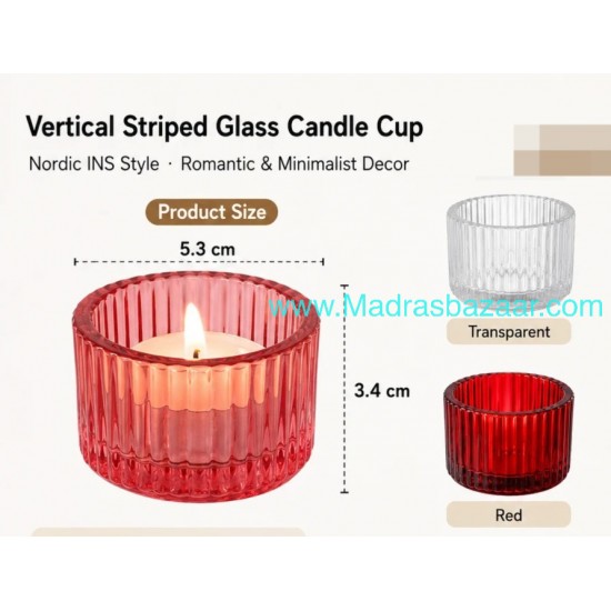 Vertical Striped Glass Candle Cup
