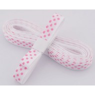 white with pink polka dot
