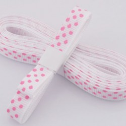 white with pink polka dot