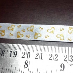 White ribbon yellow heart satin ribbon