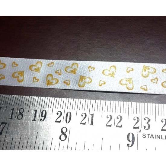 White ribbon yellow heart satin ribbon