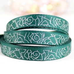 Green with silver rose print 