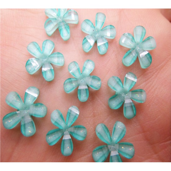 Blue resin bling flower 