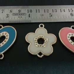 Enamel heart , flower 