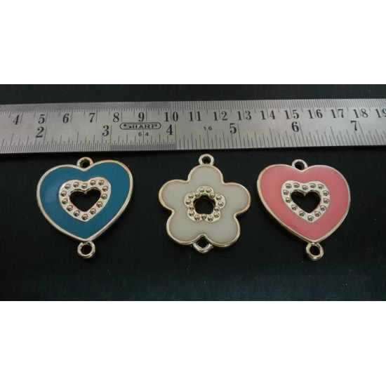 Enamel heart , flower 