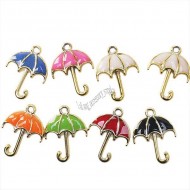 Acrylic Mixed Enameled Umbrella Charms- 