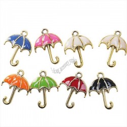 Acrylic Mixed Enameled Umbrella Charms- 