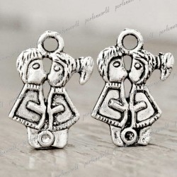 Tibet Antique Silver Boy Girl 